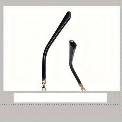 1pc Stylish Polygonal Golden Frame Fashion Glasses with Chain Link Design - Black Metal Fashion Glasses for Fashion-Forward Look