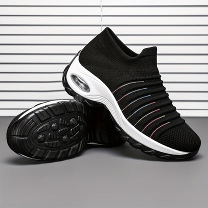 Women's Slip- Shoes - Lightweight Breathable Fabric Upper, Soft Cushioned PU Sole, Low-Top Casual Sneakers for Walking, Jogging & Casual Attire - All-Season Comfort (Black), Ladies Sneakers, Allseason Footwear, Stylish Slipon