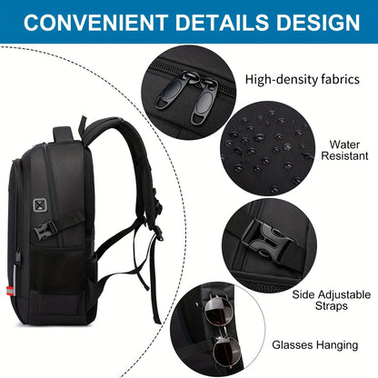 A Spacious, Minimalist, Lightweight, And Breathable Backpack Made of Oxford Cloth, Suitable for a 15.6-Inch Laptop. It Features a Luminous Safety Logo, Making It Ideal for Business Travel for Both Men And Women, As Well As fo