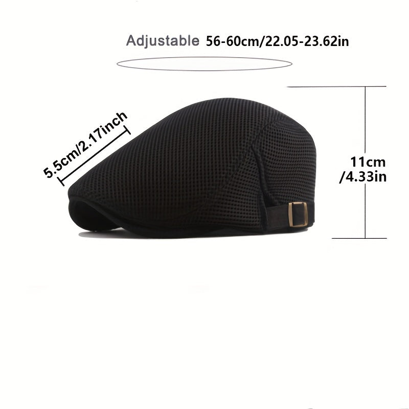 Summer Men News Breathable Cap Hat Mesh Cabbie Golf Driving Sun Flat Beret Black White Gray Beige Hats Caps Visors