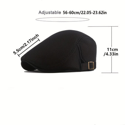 Summer Men News Breathable Cap Hat Mesh Cabbie Golf Driving Sun Flat Beret Black White Gray Beige Hats Caps Visors