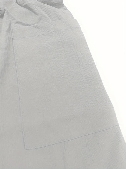 Women's Beige Cargo Shorts - Casual & Stylish, Solid Color with Drawstring Waist and Pockets, Polyester Blend, Machine Washable, All-Season Comfort