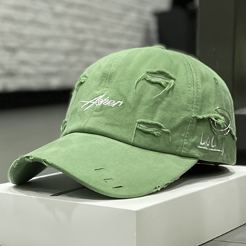 Distressed Baseball Cap - Soft Top, Sun Protection, Retro Street Style, Lightweight Polyester, Adjustable Fit for Men and Women, Perfect for Spring and Autumn, Spring Cap | Retro Streetwear | Lightweight Cap