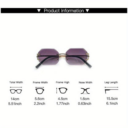 1 Pair Y2K-Inspired Rimless Fashion Glasses - Blue & Golden Frameless Eyewear with Polycarbonate Lenses, Lightweight Durable Design for Men & Women, Casual Streetwear, Parties, Holidays & Everyday Fashion Accessories, Party E