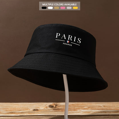 Unisex Casual Stylish Letter PARIS Pattern Fisherman's Hat, Fashionable Trucker Cap with Adjustable Brim for Men and Women, Suitable for Spring/Summer Outdoor Sports Camping Fishing, Perfect Gift for Family and Friends