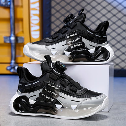 Boys' Ultra-Light Running Shoes with Rotating Buckle - Breathable, Non-Slip Sole for Outdoor Activities, Fall/Winter Collection
