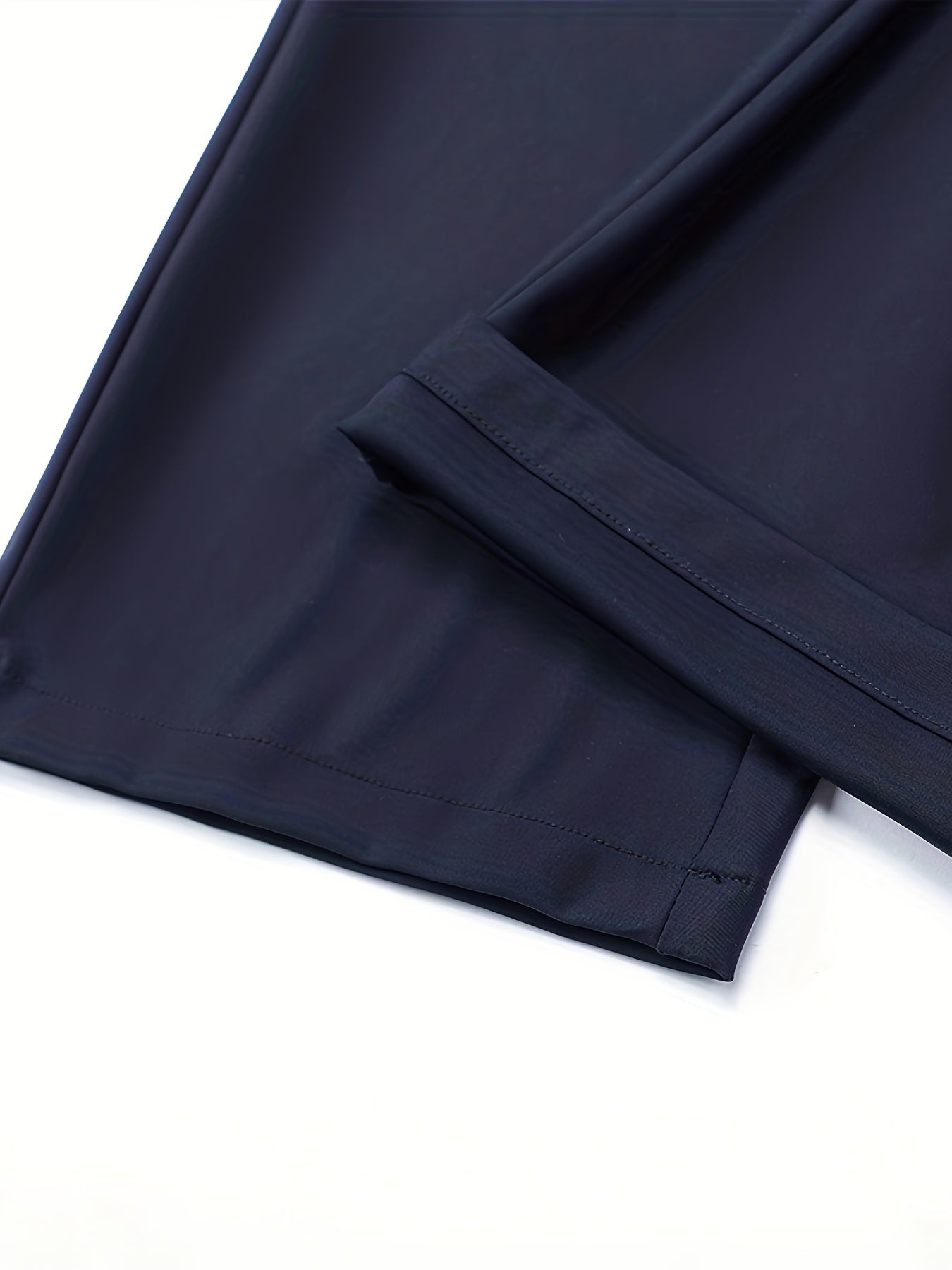 Men'S Classic Black Dress Pants - Nylon Blend, Straight Leg, Straight Leg Pants for Business Occasions