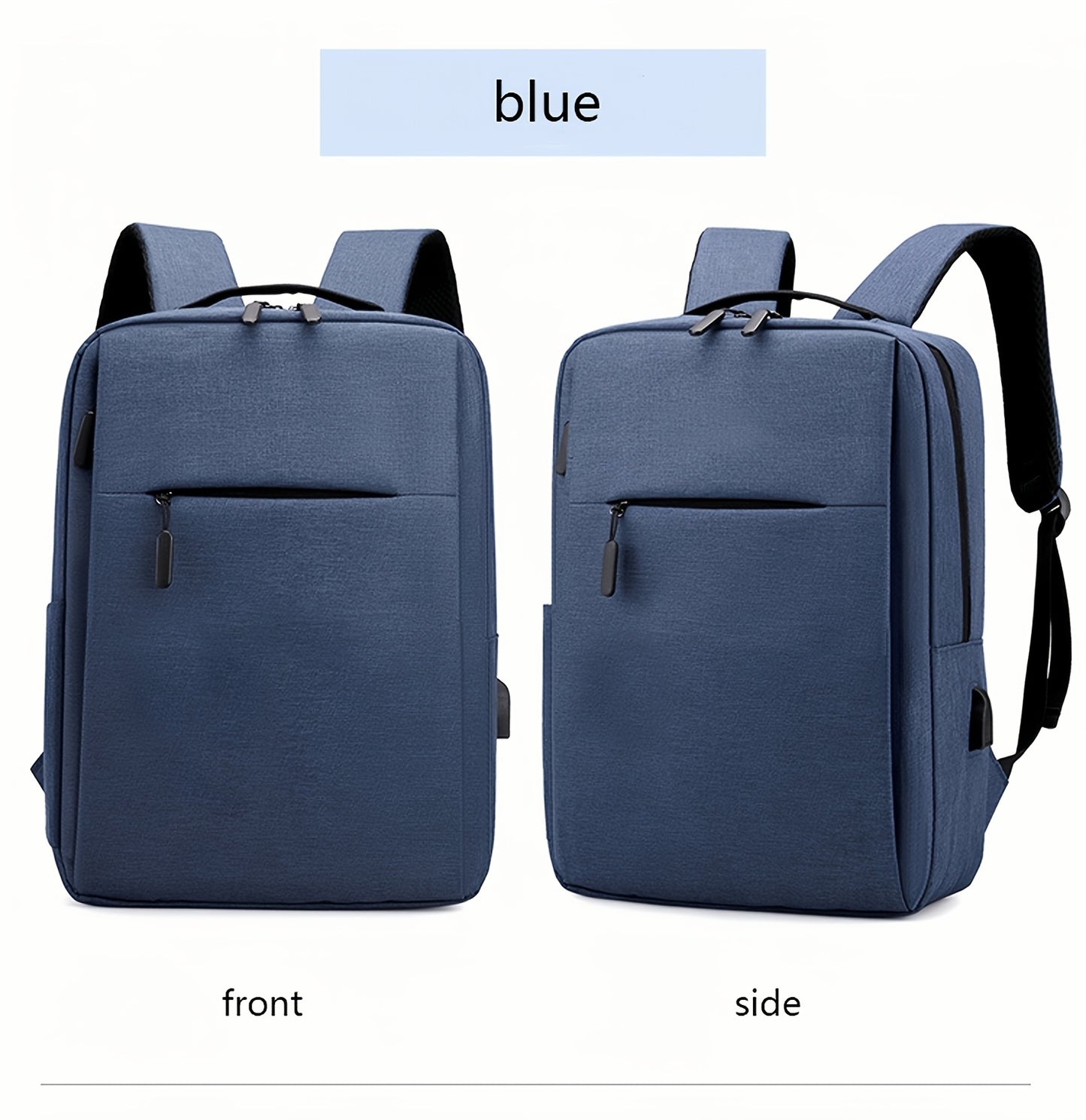 1pc Lightweight Business Laptop Backpack, 33.02/35.56/38.1 cm Computer Bag with USB Charging Port, Adjustable Straps, Zipper Closure, Polyester Lining, Wet Wipe Clean, Black Fabric Travel & Student Bookbag for Men and Women,