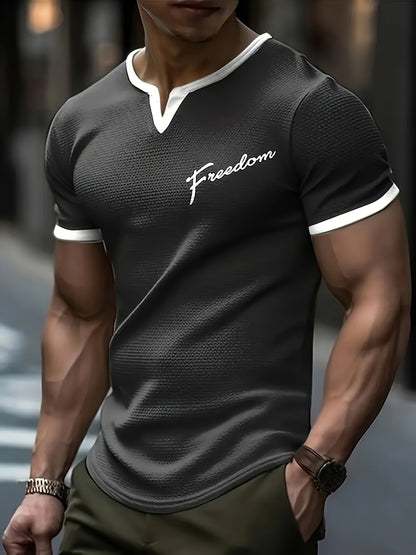 Pearson OBM Casual Stylish Waffle Outdoor Print T-Shirt, Men'S Short-Sleeve Y-Neck T-Shirt.