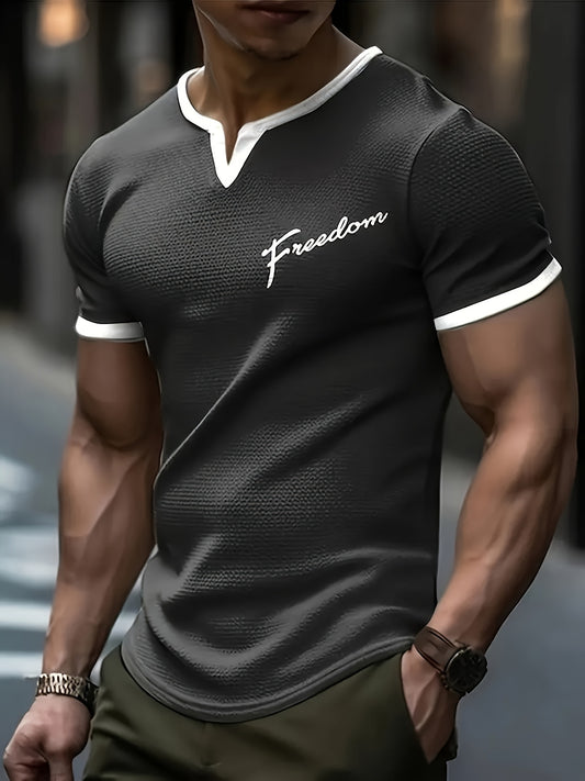 Pearson OBM Casual Stylish Waffle Outdoor Print T-Shirt, Men'S Short-Sleeve Y-Neck T-Shirt.