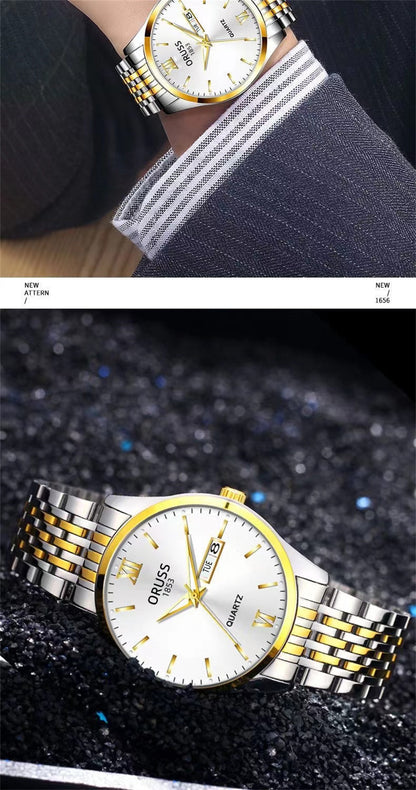 Men's watch calendar high-grade handsome fashion new trend steel watch jazz gentleman all Men's watch