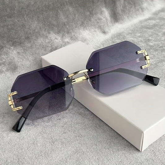 1 Pair Y2K-Inspired Rimless Fashion Glasses - Blue & Golden Frameless Eyewear with Polycarbonate Lenses, Lightweight Durable Design for Men & Women, Casual Streetwear, Parties, Holidays & Everyday Fashion Accessories, Party E