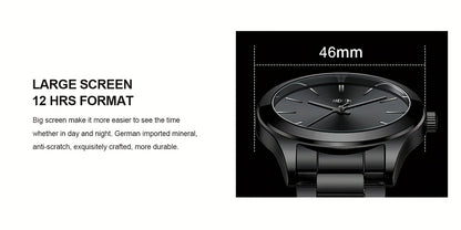 Simple Men'S Watch Black Waterproof Quartz Watch