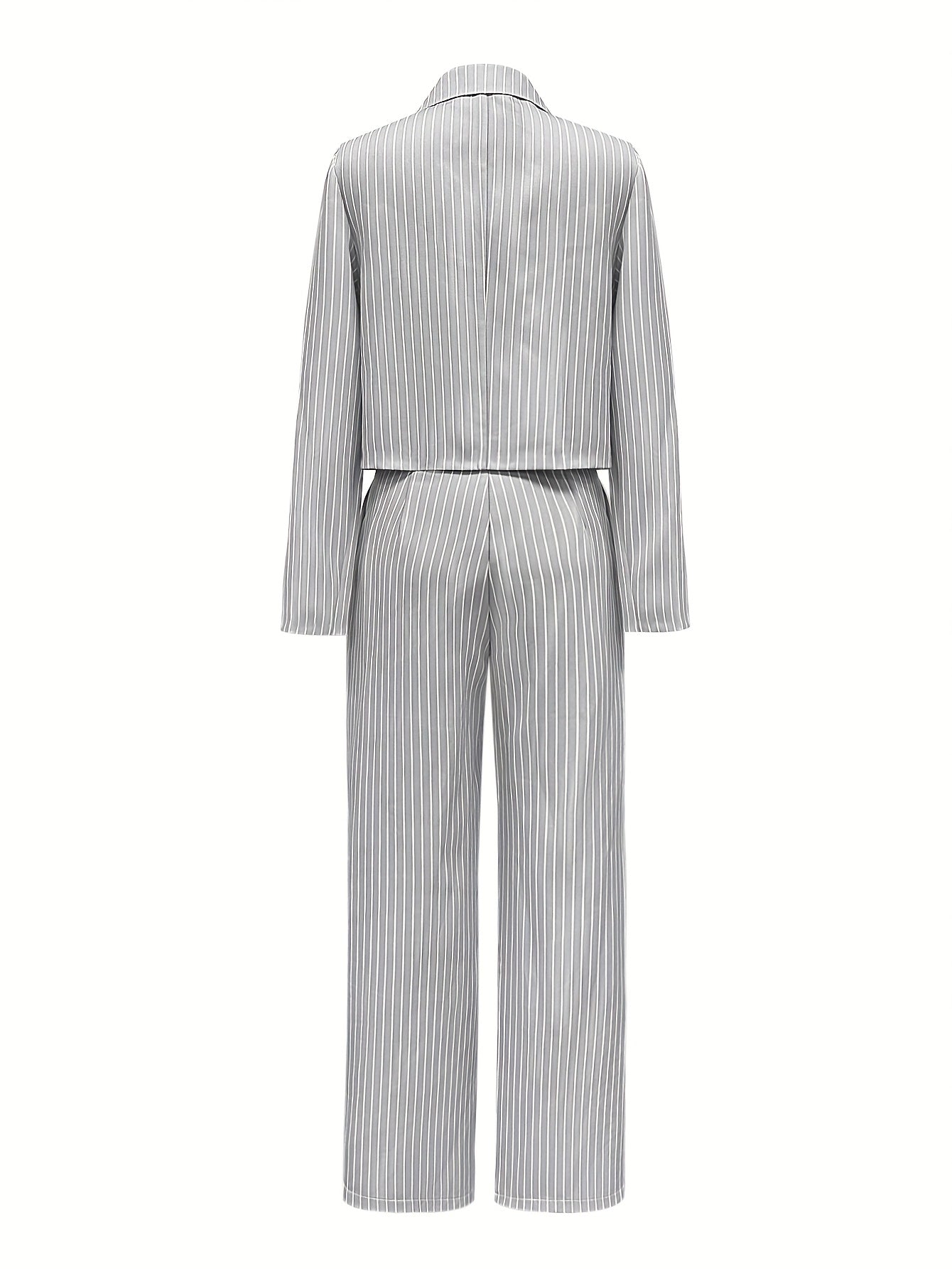 Women'S Temperament Commuter Striped Printed Casual Suit Two-Piece Set