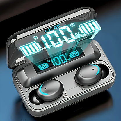 High-Fidelity Stereo Wireless Earphones, In-Ear Headphones with Touch Control and Noise Reduction for Voice Calls, USB Charging, Lithium Battery of 800mA, Long-Life Sports Gaming Headphones with Display