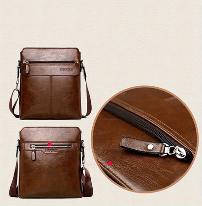 2pcs/set Men's Simple Business Shoulder Bag Crossbody Bag Portable Zipper Clutch Bag Gift For Men Father's Day Gift