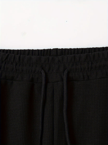 Baseball Collar Jacket and Pants Set in Waffle Fabric