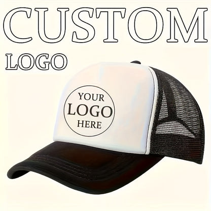 Custom Logo Trucker Hat - Adjustable Breathable Mesh Baseball Cap for Men, Outdoor Casual Wear, Durable Polyester with Personalized Design, Outdoor Headwear