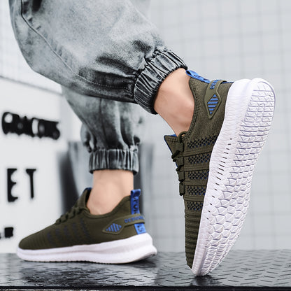 Men'S Breathable Lightweight Tennis Shoes - Sporty Casual Style, Solid Color & Stripe Pattern, All-Season for Hiking, Daily Wear & Ball Games, Lace-Up Design, Low-Top Fabric Upper & Lining, EVA Sole, Fabric Insole