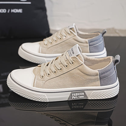 Men'S Breathable Fabric Casual Canvas Shoes, Low-Top Lace-Up Outdoor Sneakers, Trendy Skate Shoes.