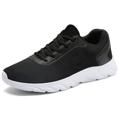Men's Casual Sneakers - Breathable Mesh Upper, EVA Cushioned Sole, Black/White Low-Top Lace-Up Design for Gym, Running & Casual Attire