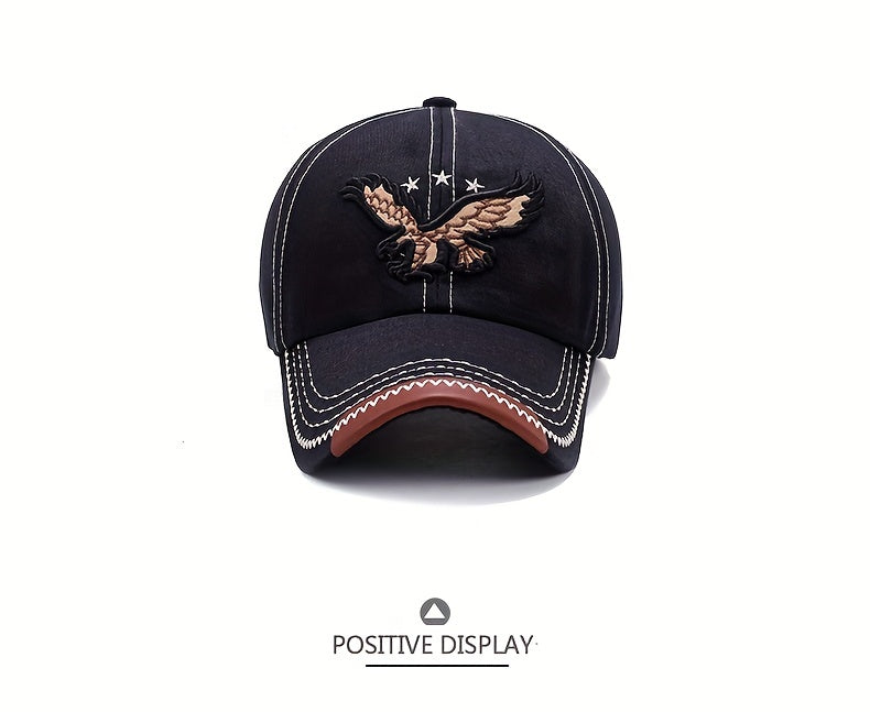 1pc Unisex Sunshade Breathable Baseball Cap With Eagle Embroidery For Outdoor Sport, Ideal choice for Gifts