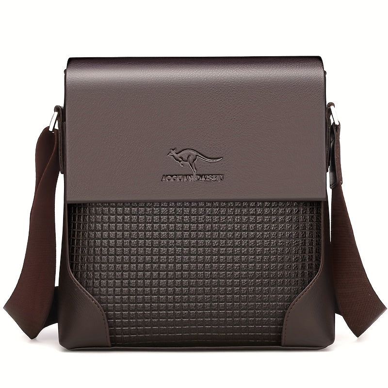 Men'S Stylish Casual Shoulder Crossbody Bag, Small Faux Leather Satchel.