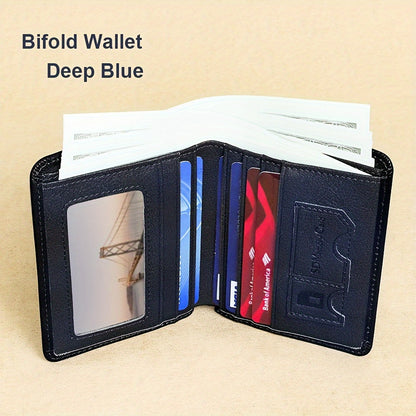 1pc CIEPHIA Vintage Genuine Leather RFID Blocking Wallet for Men - Slim, Multi-Functional ID & Credit Card Holder, Deep Brown with Embossed Logo, Ideal Gift for Valentine's Day