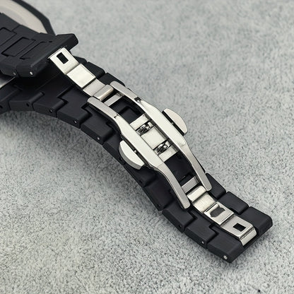 Men's Minimalist Quartz Watch with Black Arabic Dial & Polygonal Design - Durable Silicone Strap, Battery-Powered, Comfort Fit for Casual & Formal Wear - Perfect Holiday Gift for Father’s Day, Graduation, Independence Day,