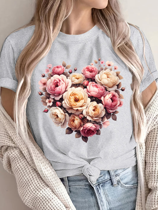 Summer Women'S Front Printed Short-Sleeved T-Shirt, Comfortable And Breathable Fabric, Casual And Sporty Style, Suitable for Spring And Summer