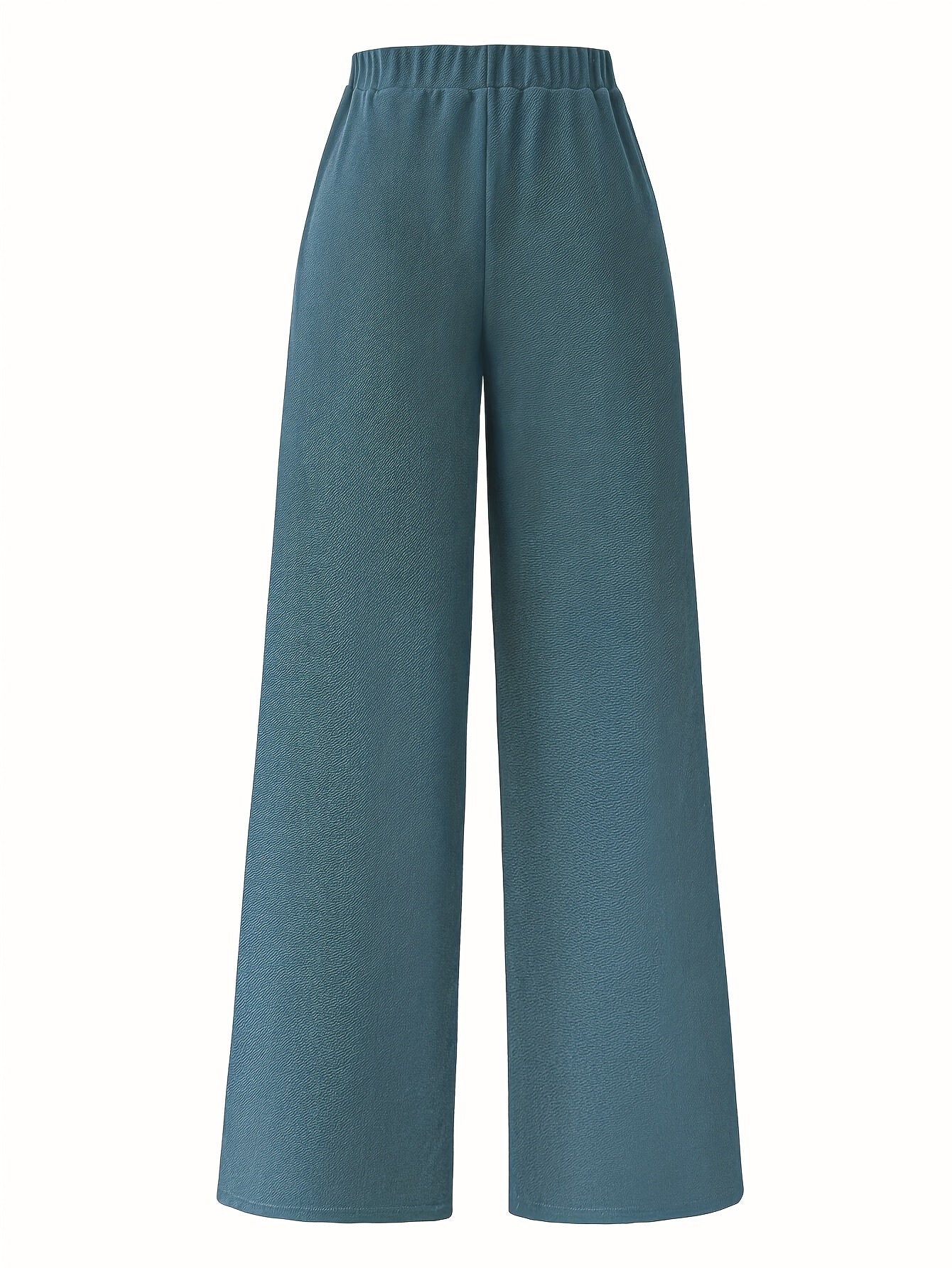 Elegant daily commuting two-piece set for ladies, featuring a color-blocked and pieced-together shirt and wide-leg trousers, suitable for all four seasons and machine washable.