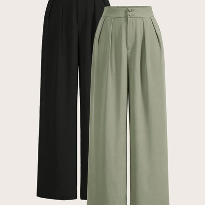 Two-piece Set of High-waisted Wide-leg Pants