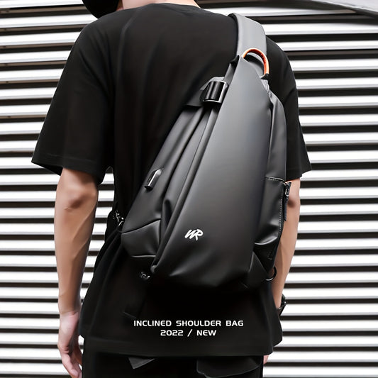 Men'S Casual Sling Bag - Trendy Black Crossbody with Adjustable Strap, Multiple Compartments for Travel, School & Daily Use, Lightweight & Stylish Design, Travel Bag
