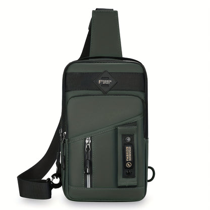 1pc Men's New Large Capacity Bag, Multilayer Storage Crossbody Bag, Trendy Fashion Chest Bag