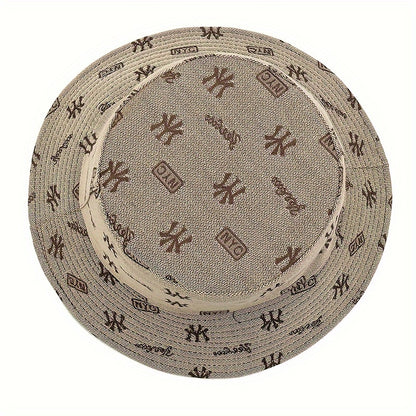 1pc Unisex Trendy Bucket Hat With Letters Pattern, Sun Protection Casual Hat, Suitable For Daily Wear And Vocation