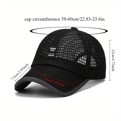 2pcs Unisex Quick-Dry Breathable Mesh Baseball Caps - Adjustable Lightweight Summer Sun Hats with Geometric Textured Design for Outdoor Sports, Football Games & Casual Streetwear (Black & Gray), Game Day Accessories, Durable