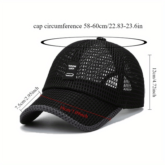 2pcs Unisex Quick-Dry Breathable Mesh Baseball Caps - Adjustable Lightweight Summer Sun Hats with Geometric Textured Design for Outdoor Sports, Football Games & Casual Streetwear (Black & Gray), Game Day Accessories, Durable