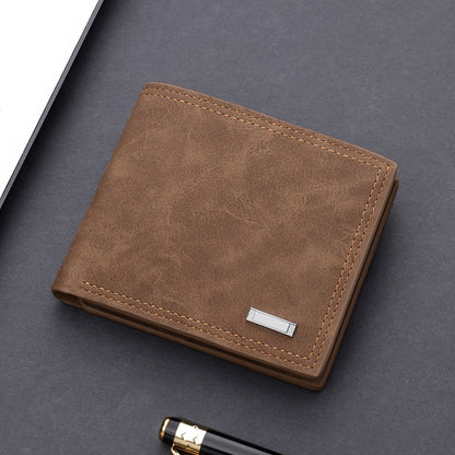 Men's PU Leather Short Wallet With Interlayer Coin Purse Multiple Card Slots Purse Large Capacity Card Cash Holder, Great Gift For Men
