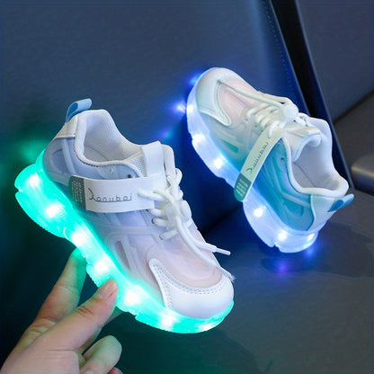 Rechargeable Glow-in-the-Dark Shoes for Kids - Colorful Neon Sneakers with Light-Up Design, Lightweight & Durable for Street Dance, Nighttime Play, and Casual Wear, Shoes for Girls, Street Dance Footwear, Vibrant Neon Accents