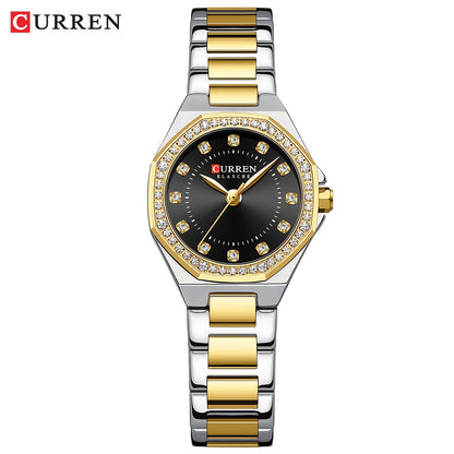 CURREN Women's Elegant Fashion Luxury Rhinestone-Adorned Small Dial Watch - Stainless Steel Band, Zinc Alloy Case,, Analog Display - Ideal for Business & Social Events, Perfect Gift, CURREN