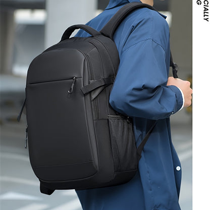 Men's Stylish Black Backpack - Multifunctional Business Laptop Bag with Adjustable Straps, Travel Compartments & Mesh Bottom for Daily Commute, Outdoor Adventures & Work, Business Backpack | Stylish Backpack | Secure Compartm