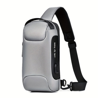 Oxford Fabric Waist Bag with USB Charging & Combination Lock - Sleek Black Crossbody for Men & Women, Ideal for Outdoor Activities & Motorcycle Riding, Perfect Valentine's or Father's Gift, Motorcycle Bag