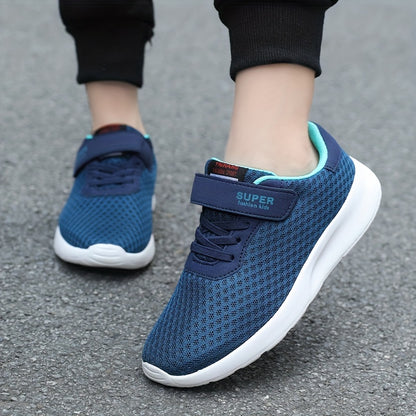 Casual Blue Breathable Mesh Sneakers For Boys, Outdoor Walking Running Shoes For Spring Summer
