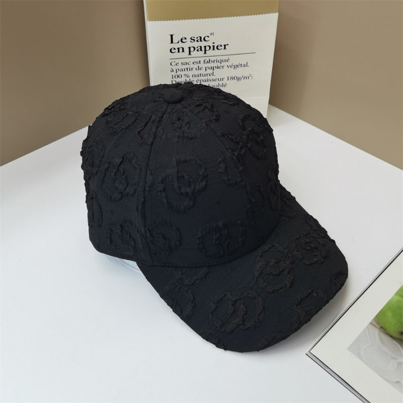 New Spring and Summer Versatile Fashion Textured Breathable Baseball Cap for Men and Women with Wide Brim to Display Small Face Duckbill Ha