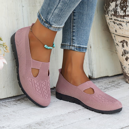 Women's Breathable Slip-On Fashion Sneakers - Comfortable Flat Casual Shoes with Rubber Sole, Fabric Insole, Low Top Design, All-Season Wearability, Solid Color