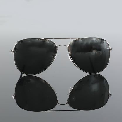 1 Pair of Men's Silvery Reflective Metal Oval Double Beam Retro Mature Personality and Casual Fashion Glasses