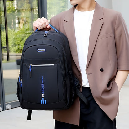 Unisex Large Capacity Travel Backpack - Durable Nylon Laptop Bag with Multiple Compartments, Business & Casual Style, Black with Green Accents, 60.96cm x 40.64cm x 8, Backpack for Travel