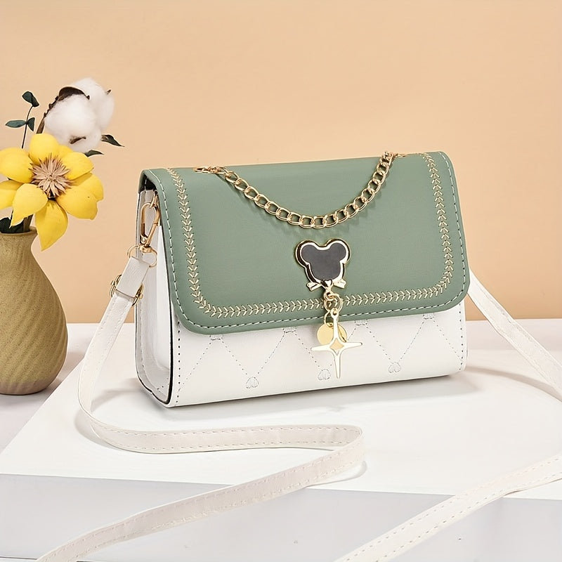 Chic Women'S Quilted Crossbody Bag with Chain Strap - Adjustable Strap, Snap Closure, Polyester Lining, Perfect for Parties, Dates, and Gifts, Party Accessory | Quilted Texture | Adjustable Strap Bag