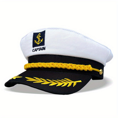 Navy Hat Sailor Hat Outdoor Travel Sun Hat Leisure Flat Top Hat Captain Hat Cruise Party Navy Ceremonial Hat For Men And Women, Ideal Choice For Gifts