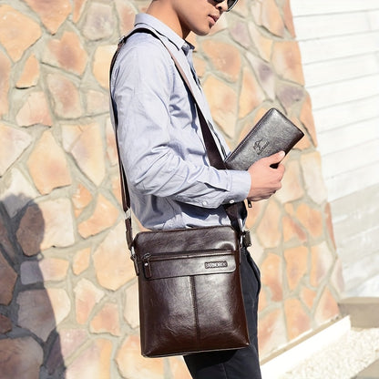 2pcs/set Men's Simple Business Shoulder Bag Crossbody Bag Portable Zipper Clutch Bag Gift For Men Father's Day Gift